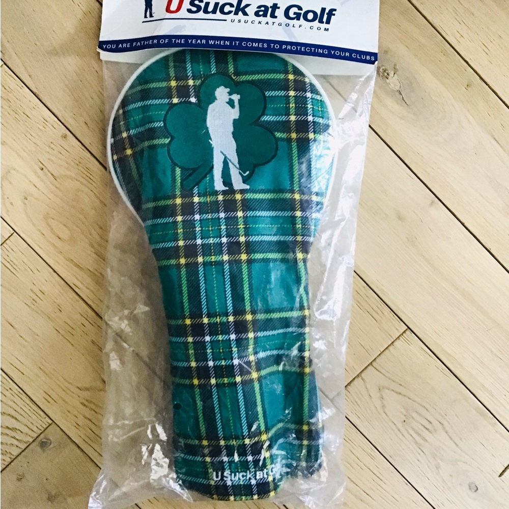 U Suck at Golf Green Plaid Golf Club Headcover